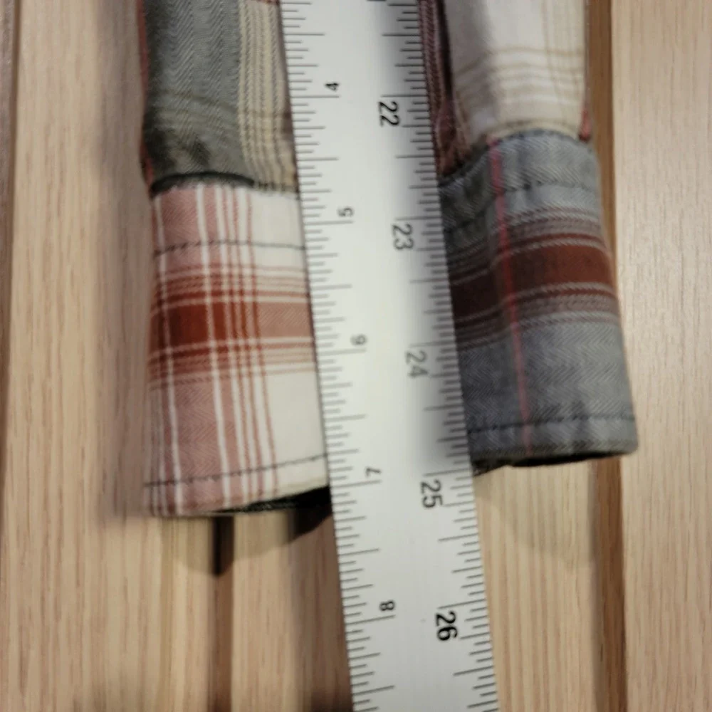 Banana Republic Tailored Slim Fit Plaid Button Down Shirt Mens L Rust Black